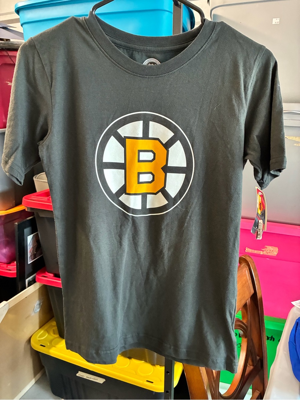 NHL Black T-Shirt with Yellow Boston 'B' Logo